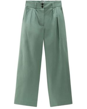 Woolrich Wide-Leg Cotton Pants - Green