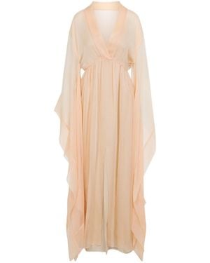 Alberta Ferretti Draped Chiffon Long Dress - Natural