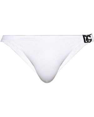 Dolce & Gabbana Dg Buckled Swim Briefs - White