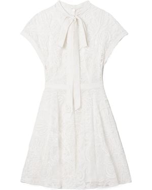 Zuhair Murad Tie-Detailed Crepe-Trimmed Corded Lace Mini Dress - White