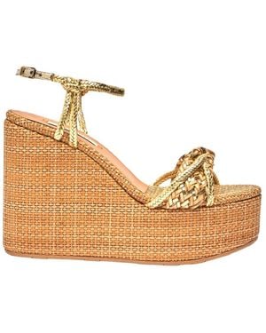 Casadei Marbella Braided Wedge Sandals - Natural