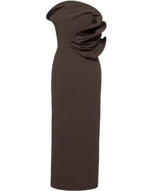 Magda Butrym Draped Wool-Blend Cocktail Dress - Brown