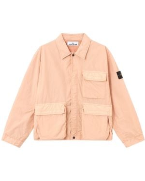 Stone Island Logo Patch Buttoned Overshirt - Pink