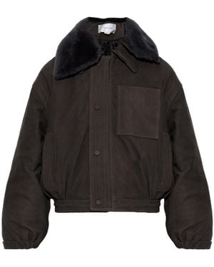 Victoria Beckham Shearling Collar Suede Jacket - Black