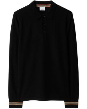 Burberry Long-Sleeve Wool Polo Shirt - Black