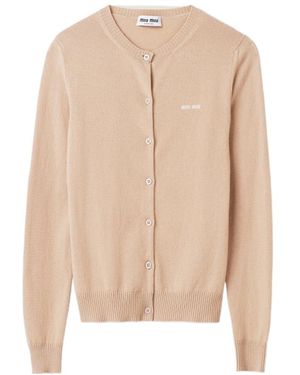 Miu Miu Cashmere Knit Cardigan - Natural