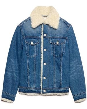 Ami Paris Straight Hem Denim Jacket - Blue
