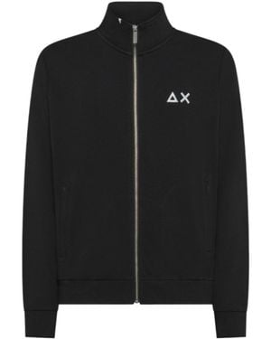 Sun 68 Track Zip High Collar Sweatshirt - Black