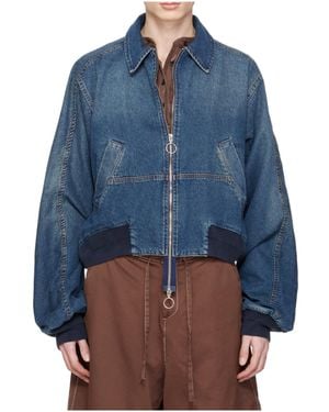 Edward Cuming Bottom Heavy Denim Bomber Jacket - Blue