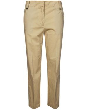 Liu Jo Logo-Plaque Pressed Crease Pants - Natural