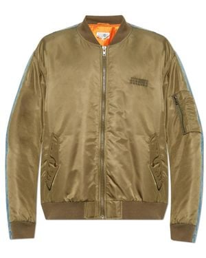 MM6 by Maison Margiela Numbers-Motif Zipped Bomber Jacket - Green