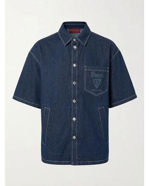 Gucci Lasered Denim Shirt - Blue