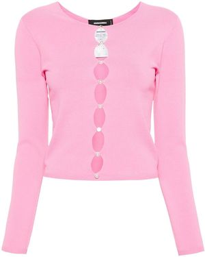 DSquared² Cut-Out Detailed Long-Sleeved Cardigan - Pink