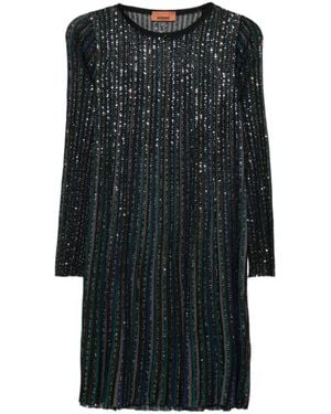 Missoni Lurex Long-Sleeved Short Dress - Black
