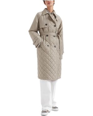 Brunello Cucinelli Quilted Trench Coat - White