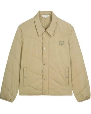 Maison Kitsuné Maison Kitsuné Bold Fox Head Quilted Snapped Jacket - Natural