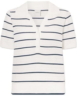 Varley Hollow-Out Striped Short Sleeve Knit Sweater - White