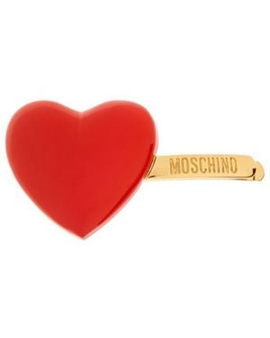 Moschino Heart Motif Hair Clip - Red