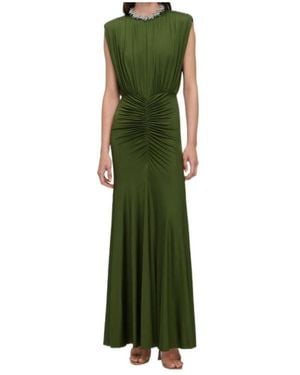 Self-Portrait Jersey Gathered Maxi Dress - Green