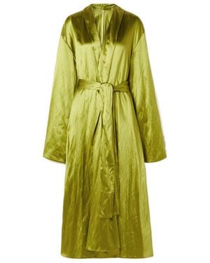 The Row Emeline Metallic Pleated Satin Coat - Green