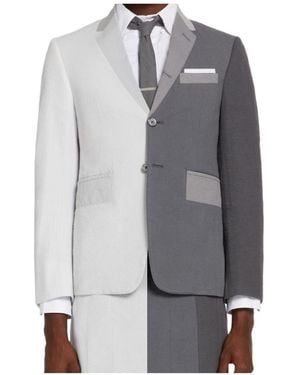 Thom Browne Gradient Colour-Block Trompe L'Oeil-Effect Sport Coat Jacket - Grey