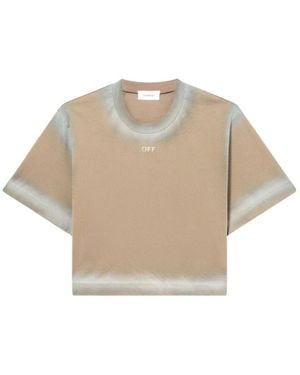 Off-White c/o Virgil Abloh Spray Off Stamp Crop T-Shirt - Natural