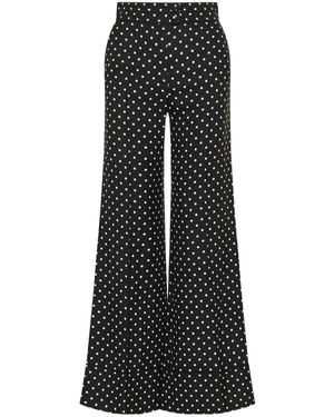 Valentino Polka Dot Printed Wide Leg Trousers - Black