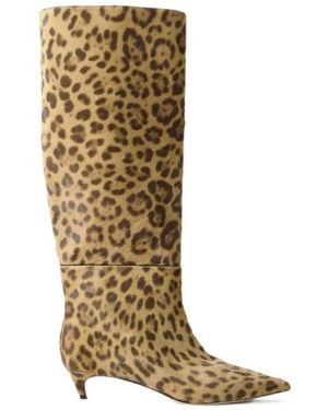 Jimmy Choo Leopard Print Knee-High Boots - Natural