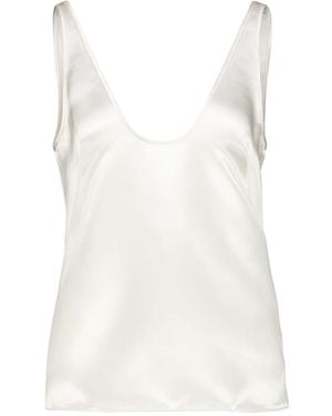 Tom Ford Off- Silk Scoop Neck Tank Top - White