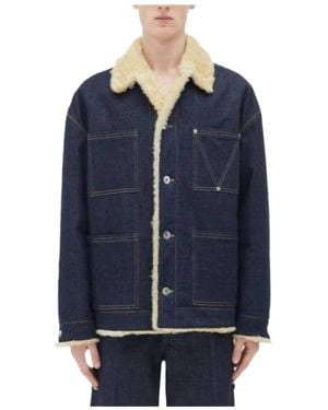 Bottega Veneta Lapel Denim Coat - Blue