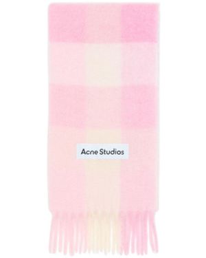 Acne Studios Mohair Checked Scarf - Pink