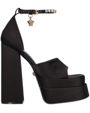 Versace Buckle High-Heeled Sandals - Black