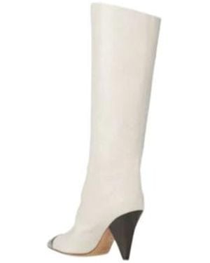 Isabel Marant Pointed Toe Denim Boots - White