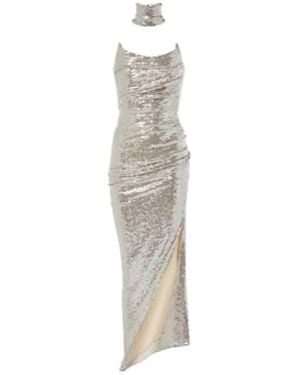 Maticevski Exhilarate Gathered Sequined Gown - White
