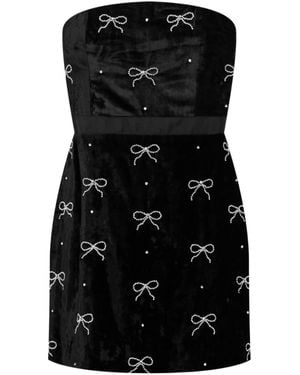 LoveShackFancy Rinwell Rhinestone Bow Dress - Black