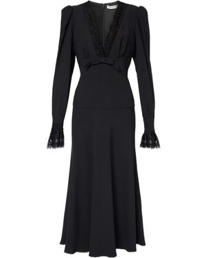 Alessandra Rich Lace-Trimmed Satin Midi Dress - Black