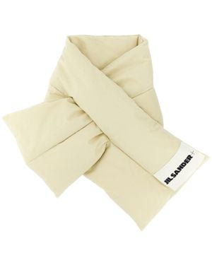 Jil Sander Padded Logo-Patch Scarf - White