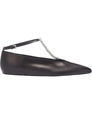 Jil Sander Embellished Ankle Strapped Ballerina Shoes - Brown