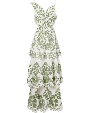 FARM Rio Layered Linen Maxi Dress - Green