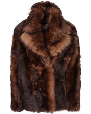 Yves Salomon Toscano Shearling Fur Coat - Brown