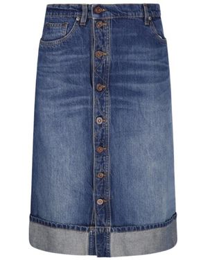 Victoria Beckham Mid-Rise Denim Midi Skirt - Blue
