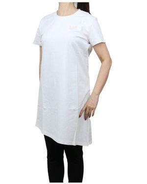 EA7 Round Neck Short-Sleeved Dress - White