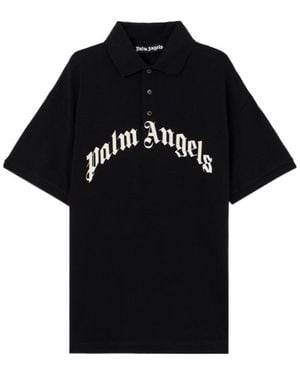 Palm Angels Curved Logo Polo Shirt - Black