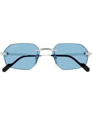Cartier Geometric Frame Sunglasses - Blue