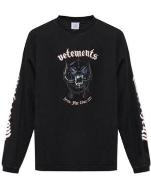 Vetements Crew Neck Long-Sleeved T-Shirt - Blue