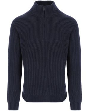 Woolrich Ribbed Half-Zip Sweater - Blue