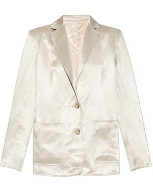 Helmut Lang Notched-Lapels Satin-Finish Blazer - White