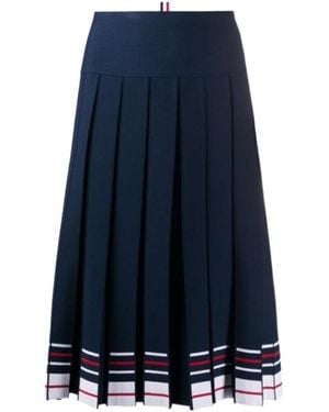 Thom Browne Stripe-Print Box-Pleat Skirt - Blue