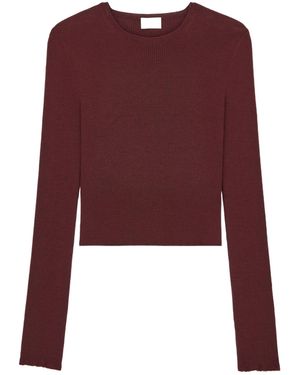 Saint Laurent Crewneck Ribbed Top - Purple