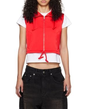 we11done Hooded Zipper Vest - Red